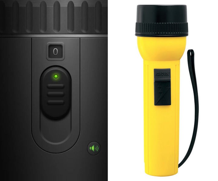 Skeuomorphism: The Flashlight App compared to its real-lift counterpart, the flashlight.